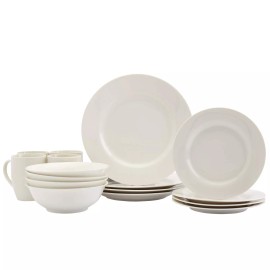 Unbranded Tabletops Gallery White 16pc Dinnerware Set Service for 4 Solid Casual Round