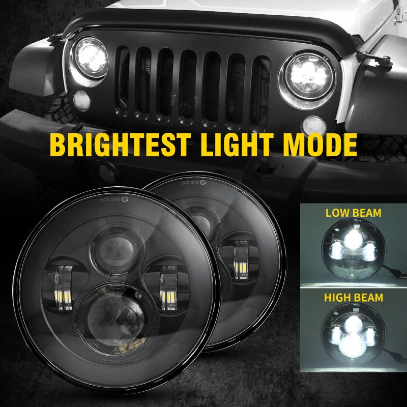 Bricologht 2pcs 7Inch Round LED Headlight DOT 6012 For Freightliner