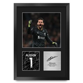 HWC Trading Alisson Becker Liverpool Gifts Printed Signed Autograph Picture for Football Fans and Supporters - A3 Portrait Framed