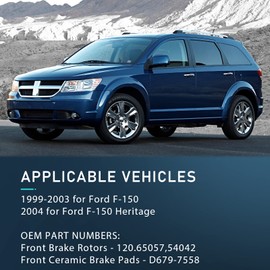 BRAKEUS 5 Lugs D/S 308mm Front Brake Rotors & Ceramic Pads Kits Replacement For 1999-2003 For Ford For F-150,2004 For Ford For F-150 Heritage