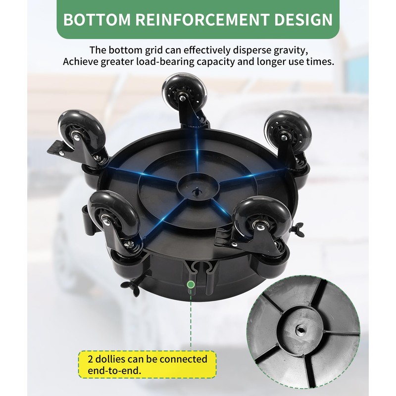 Bucket Dolly with Wheels,Heavy-Duty 360°Rolling Car Wash Bucket Dolly with