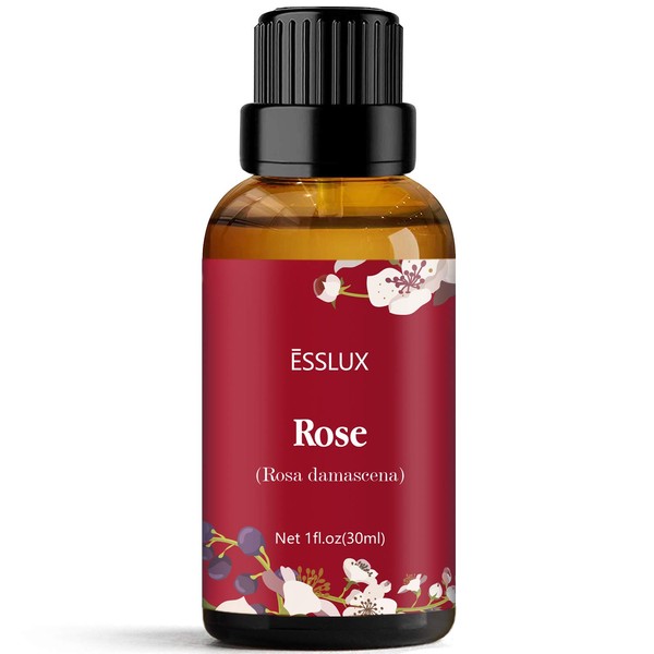 Rose Essential Oil, Esslux Aromatherapy Oils for Diffuser, Massage, Soap, Candle Making, Perfume, 30 ml