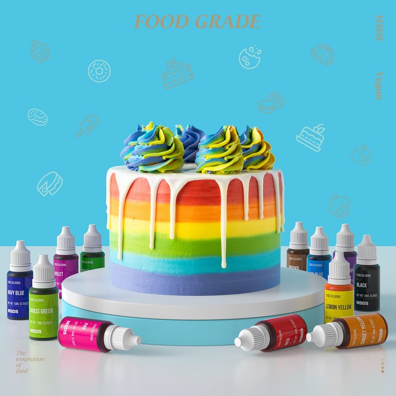 12 Color Cake Food Coloring Set, Nomeca Food Grade Vibrant