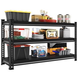 Rufokisa Metal Garage Shelving Heavy Duty，1530LBS Loads Garage Storage Shelves, 48”W 3-Tier Adjustable Storage Racks and Shelving Units for Garage Basement and Kitchen, 48”W x 18”D x 39”H,Black
