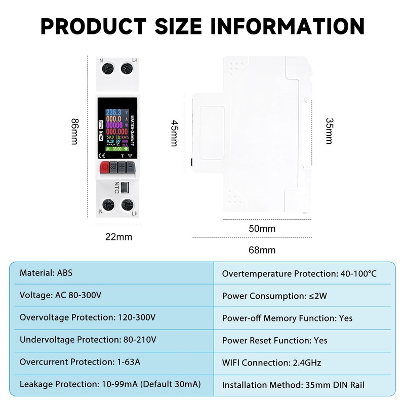 Contatore energia elettrica wifi misuratore di consumo elettrico tuya smart