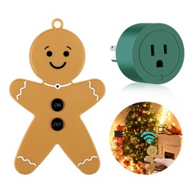 Enhon Wireless Remote Switch for Christmas Tree Lights, Works Up to 82 Feet Away, Gingerbread Man Wireless Remote with Electrical Outlet for Christmas Tree and Light