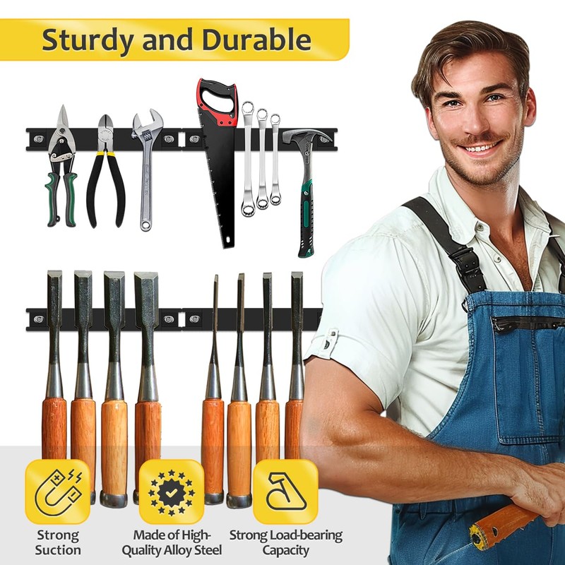 8' Heavy Duty Magnetic Tool Strip, 4 Pack Rubber Protected,