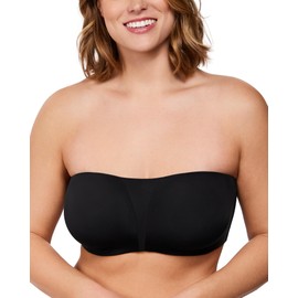 HSIA Strapless Bra for Big Bust Women, Plus Size Full Coverage Bandeau Fiery Bra Anti-Slip Underwire Support for Large Breast Soft Black
