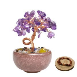 Oleegil Chakra Crystal Tree of Life - Crystals Healing Stones Feng Shui Money Tree Handmade Chakra Stone Tree for Home Office Decor Good Luck（with Bracelet）