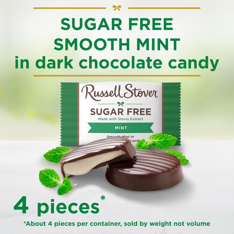 RUSSELL STOVER Sugar Free Dark Chocolate Mint Patties Candy, 2
