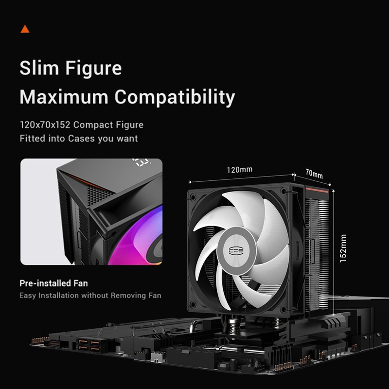 PCCOOLER CPU Air Cooler with Digital Display, ARGB Version, 4