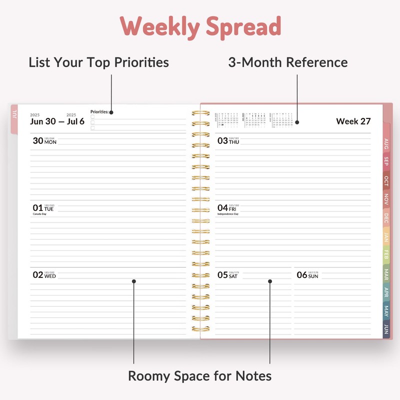 Forvencer Academic Planner 2025-2026, 12 Month Year Monthly and Weekly