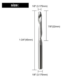 HOZLY 1/8 Shank CNC Router Bits O Flute End Mill Single Flute Spiral Router Bit Up Cut Milling Cutter with 1/8 Inch Cutting Diameter Router Bit Set for Aluminum Cutting (3.175x3.175x22mm)