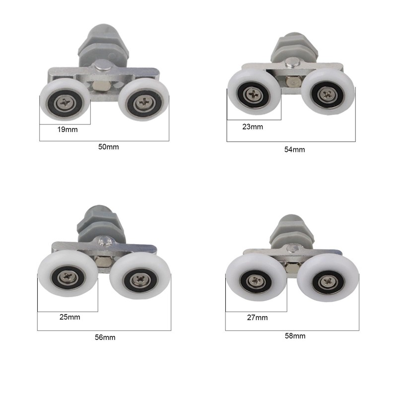 Leliafleury 4PCS Double Sliding Roller 19mm Shower Door Rollers Shower