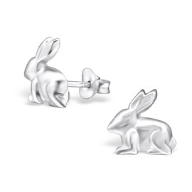 Rabbit Stud Earrings .925 Sterling Silver