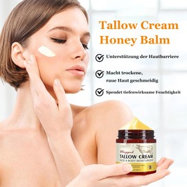 Soleneva Beef Tallow Honey Balm, Beef Tallow Cream with Honey, Tallow Cream for Face & Body, Moisturising Cream for Dry Skin, Quick Absorption Skin Care & Body Cream