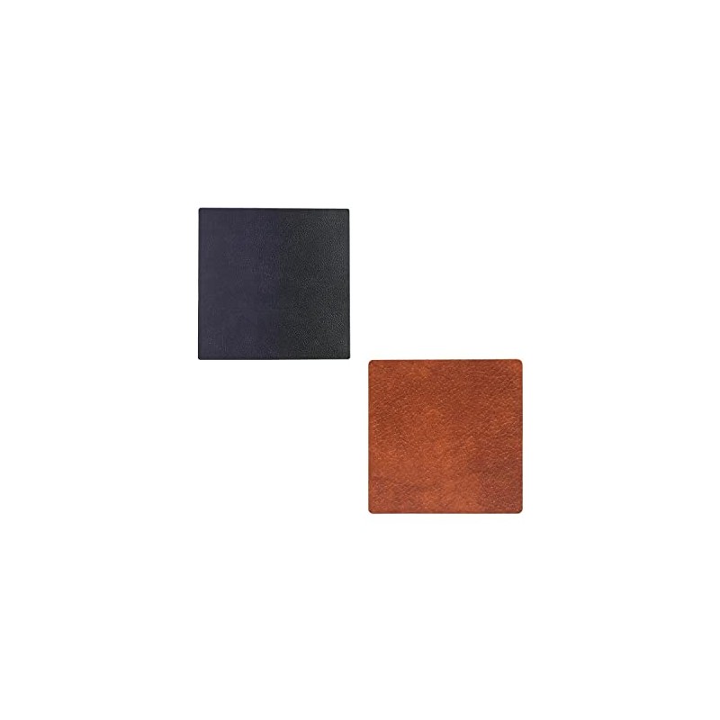 LindDNA Double Square 990276 Recycled Leather Coaster in Cognac Black
