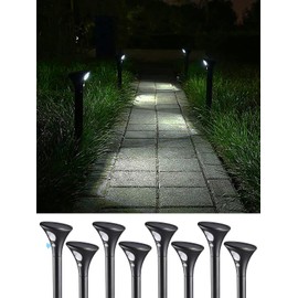 LEONLITE 8-Pack LED Solar Powered Motion Sensor Pathway Lights, Battery Powered Outdoor Solar Landscape Lights, Walkway Light for Yard Garden Lawn, All Night Long Lighting 6500K Pure White