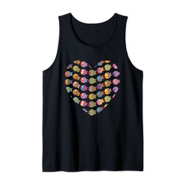 Many small colorful funny fish in heart shape Tank Top