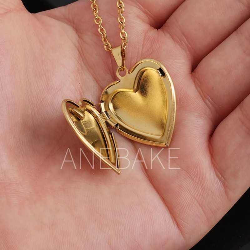 Anebake 2pzs Collar Dije Corazón Para Parejas Fotos Acero Inoxidable,regalos