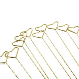 Chihutown 30 Pcs Gold Metal Wire Card Holder, Heart Shape Metal Floral Place Card Holder, Photo Memo Clip Holder, Flower Arrangement Card Holder for DIY Craft Wedding Party Birthday ​Cake Decoration