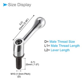 CoCud Clamping Lever Handles, M10 x 25mm Male Thread, Adjustable Quick Release Locking Rotating Bolt Knobs Silver Tone - (Applications: for Lathe Machinery), 2-Pieces