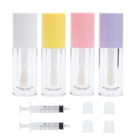 Set of 4 Lip Gloss Make Your Own Lip Gloss Container Set with 2 Plastic Syringes Lip Balm Bottles Empty Tubes for Filling Mini Make Up Filling Transparent for DIY Lipstick Eyelash Cream Cosmetics