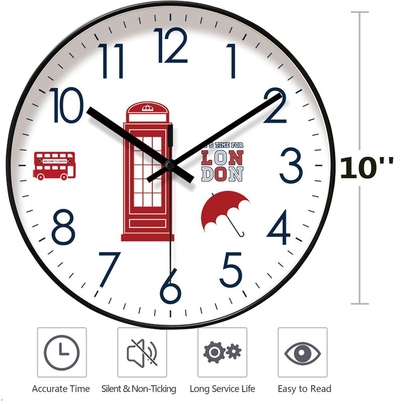Lottogo Wall Clock 10 Inch Wall Clock for Living Room