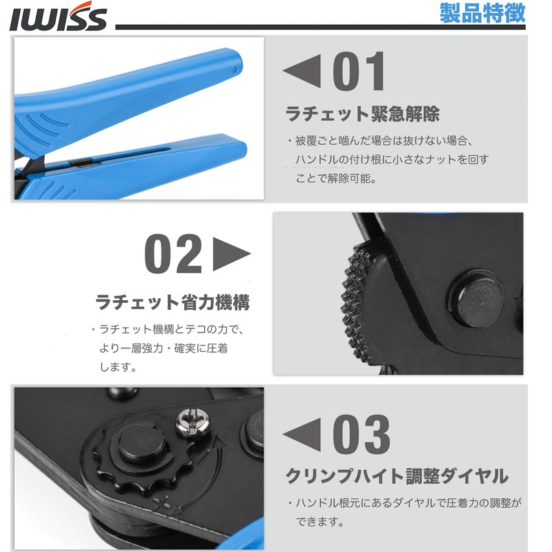 IWISS Coaxial Cable BNC Dedicated Crimping Tool Ratchet Type HS-05H