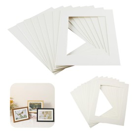 8 Pcs 8 x 10'' and 8 Pcs 5 x 7'' White Picture Mounts, Fit 6 x 8'' and 4 x 6'' Photos Cardboard Frames Inserts Aperture Card for Display Artwork Paintings Graduation Artworks Posters Prints Decor