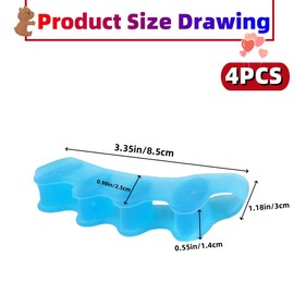 2 Pairs of Toe Separators,Ywbfove Soft Rubber Toe Extenders for Both Men and Women, For Bunions, Plantar Fasciitis, Hammer Toes, Claw Toes, Foot Pain in Both Women and Men (Blue/Transparent)