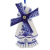 Kurt Adler Porcelain Delft Blue Windmill Ornament Set Of 3