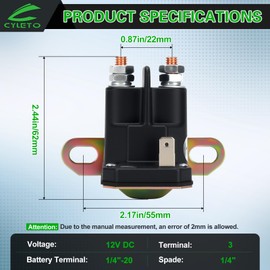 Cyleto 812-1211-211 12V Starter Relay Starter Relay Solenoid Switch for mtd 725-0530 725-0771 725-1426 925-0771 925-1426 9251426a for Briggs Stratton 5409h 5409k
