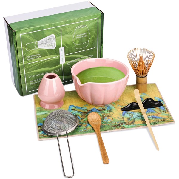 Juego de Matcha Cerámica 8 piezas, Incluyendo Cuencos, Agitadores y