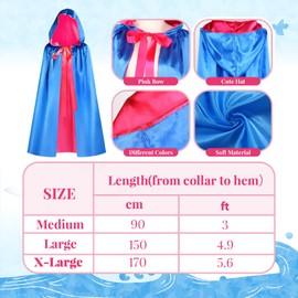 Haysandy Blue Fairy Hooded Cloak Costume and Magic Wand, Polyester Cape Cosplay Cloak Princess Costume for Women(Fairy,4.9ft)