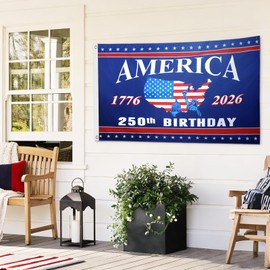 4th of July Decorations - 3x5 Ft Double Sided 3 Layers 250th Anniversary Flag - Fourth of July Independence Day Patriotic Red White and Blue 250th Anniversary American Flag Decor for Indoor Outdoor