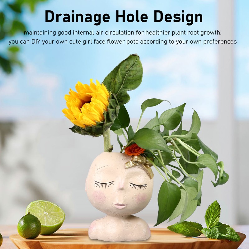 Face Flower Pot Head Planter Pots Resin Succulent Planter with