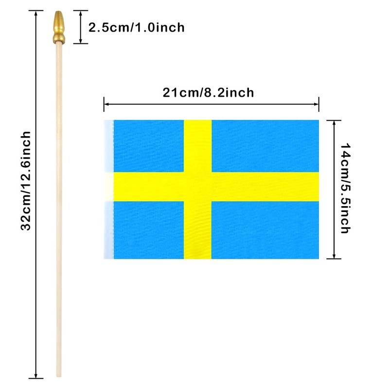 Newperlite Sweden Stick Flag Swedish Small Mini Hand Held Flags