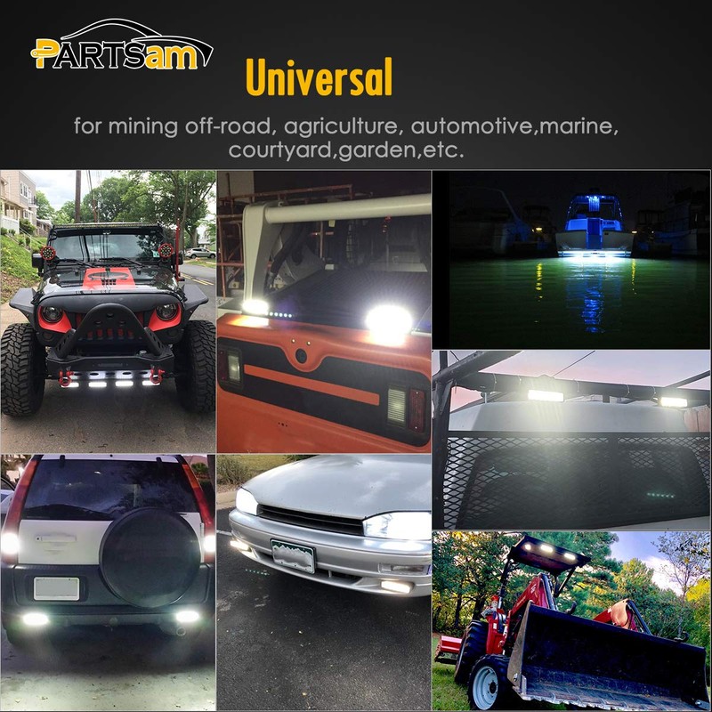 Partsam 6" LED Light Bar White 36W 6500K Super Bright