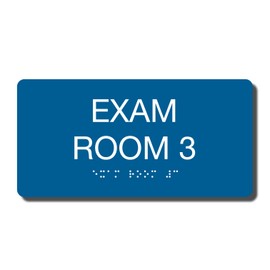 8" x 4" ADA Compliant Exam Room Sign - Tactile Grade 2 Braille - Wall or Door Sign (Exam Room 3)