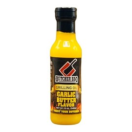 Butcher BBQ Garlic Butter Grilling Oil - World Championship Winning Formula - Great Marinade, Injection or Basting - Cooking Oil Grilling Accessories - Barbeque and Smoking Meat Accessories - 12 oz