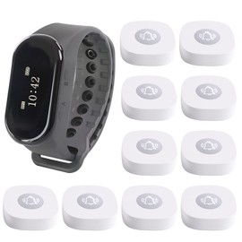 LOUKIENE Wireless Calling System, 1 Wirst Watch Receiver 10 Call Buttons Caregiver Nurse Call System Restaurant Waiter Pager System for Restaurant Bar Hospital Clinic Cafe