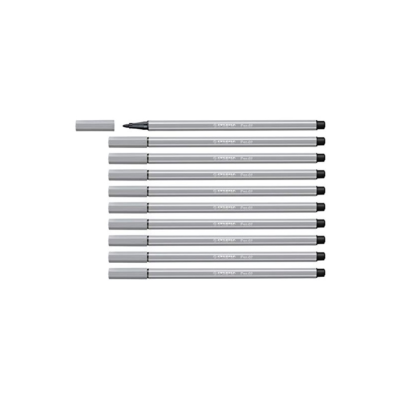 STABILO Pen 68 Medium Cold Grey Pack of 10 -