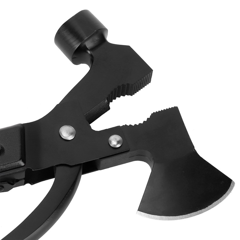 15In1 Axe Hammer MultiFunctional Camping Survival Screwdrivers Pliers Bottle Opener(Black