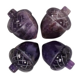 Loveliome Pine Cones Home Crystal Decor, 1 Inch Handcarved Statue Crystals and Healing Stones Figurine, Amethyst