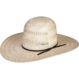 Rodeo King Rami Open Crown 4.5in Brim Straw Cowboy Hat Beige 7 1/4
