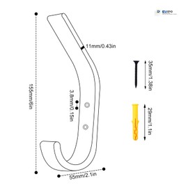 WJUAN 4 Pcs Wooden Coat Hooks, 155 mm J Type Clothes Hooks, Upgraded Models, Coat Hooks for Wall, Grade A Oak Material, The Surface is Hand Polished, for Kitchen and Bedroom