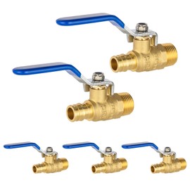 (Pack of 5) EFIELD Cold Expansion Pex-A 1/2-inch X 1/2 Inch Male NPT Brass Full Port Shut-off Ball Valve for Pex-A Pipe Connection, ASTM F1960, Blue Lever, cUPC Certified,(VALVE445-5PCS)