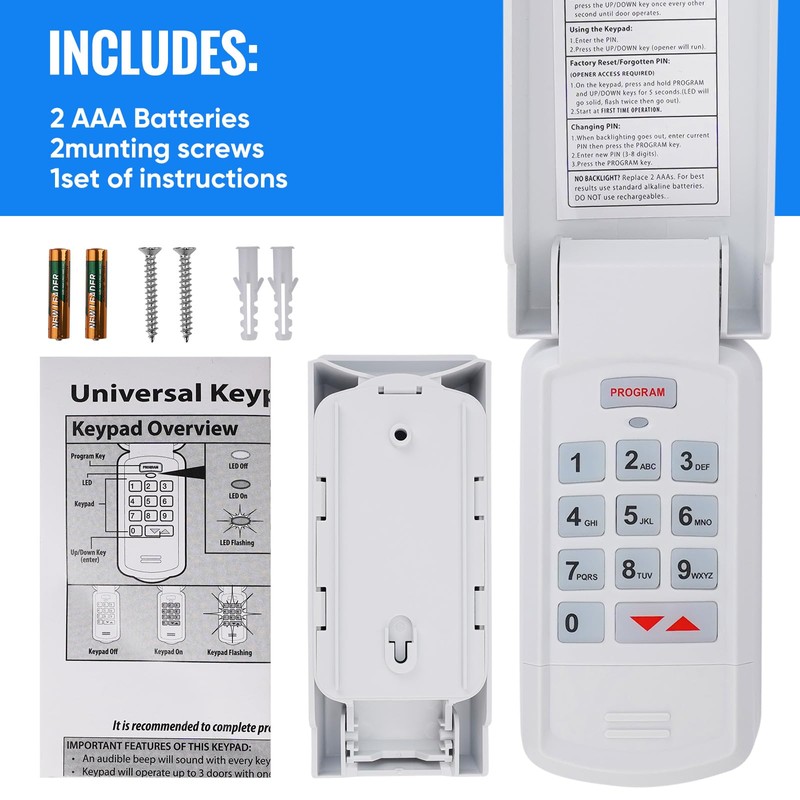 Universal Garage Door Opener Keypad Remote Wireless Keyless Keypad Compatible