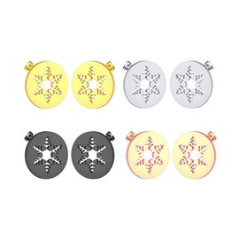Dreuyet 4 Pairs Stainless Steel Snow Flake Stud Earrings for Women Winter Elk Snowflake Earrings Christmas Snowflake Stud Xmas Jewelry Gifts (4 Pais Snowflakes Round)